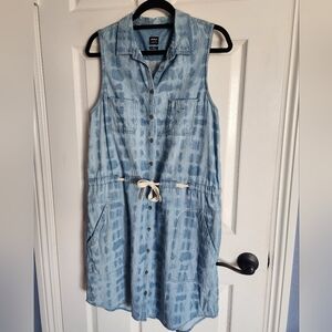 Prana Sunrise Peak Sleeveless Crambray Button Down Dress Size Small